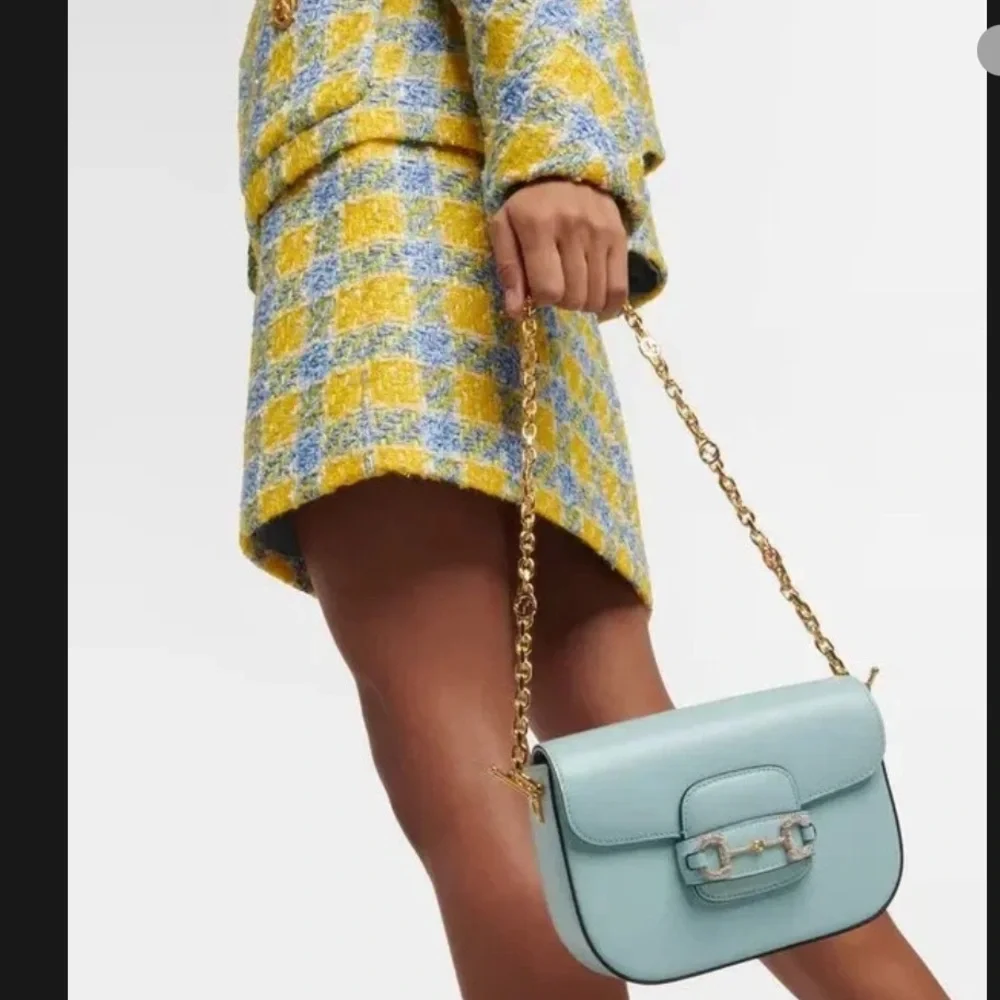 GUCCI Azalea Calfskin Crystal GG Monogram Mini Horsebit 1955 Bag - Picture 9 of 9